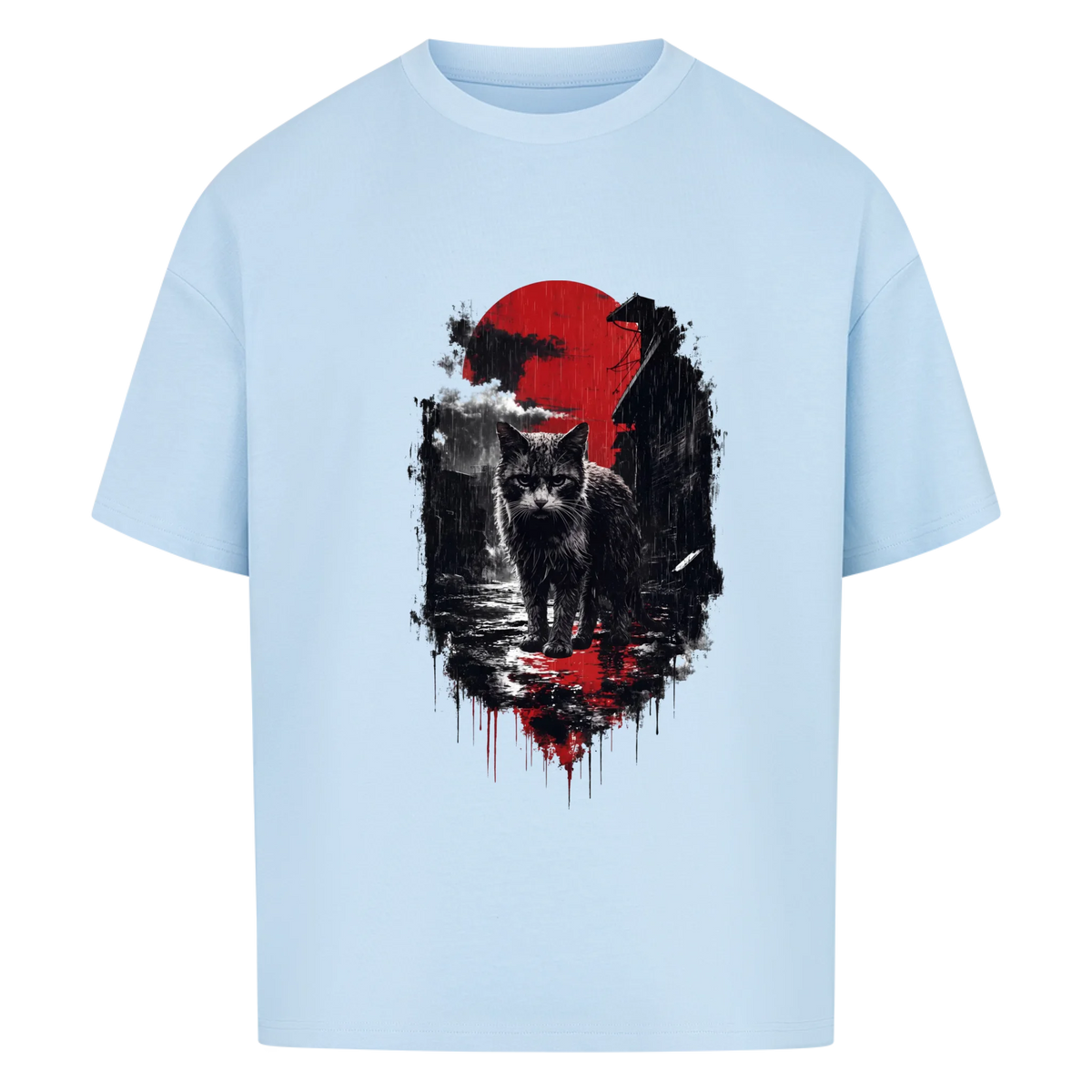 Asia Katze – Oversized-Shirt mit Katze und roter Sonne von Mr. Fluffel, Ansicht 5