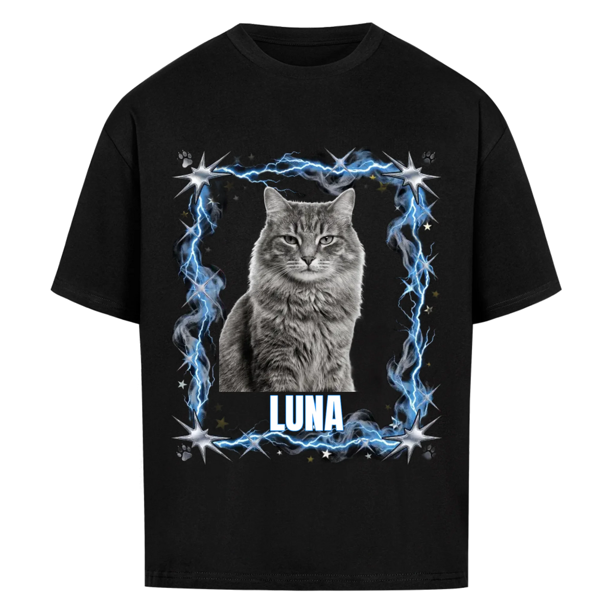 Bootleg Katzen Shirt – personalisiertes Oversized T-Shirt mit deiner Katze von Mr. Fluffel