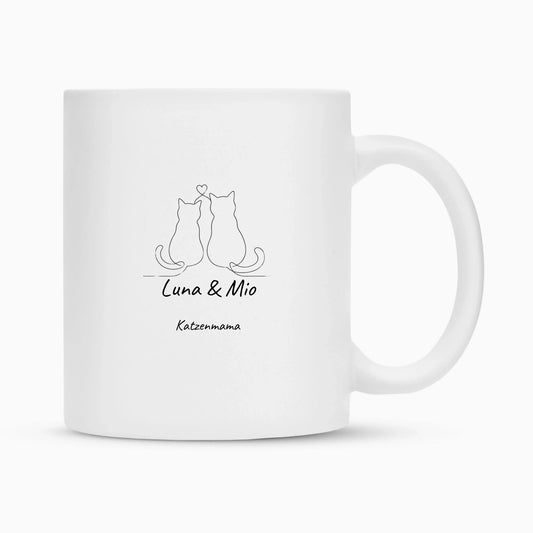 Katzenmama Tasse – personalisierte Lineart-Tasse mit Katzennamen von Mr. Fluffel