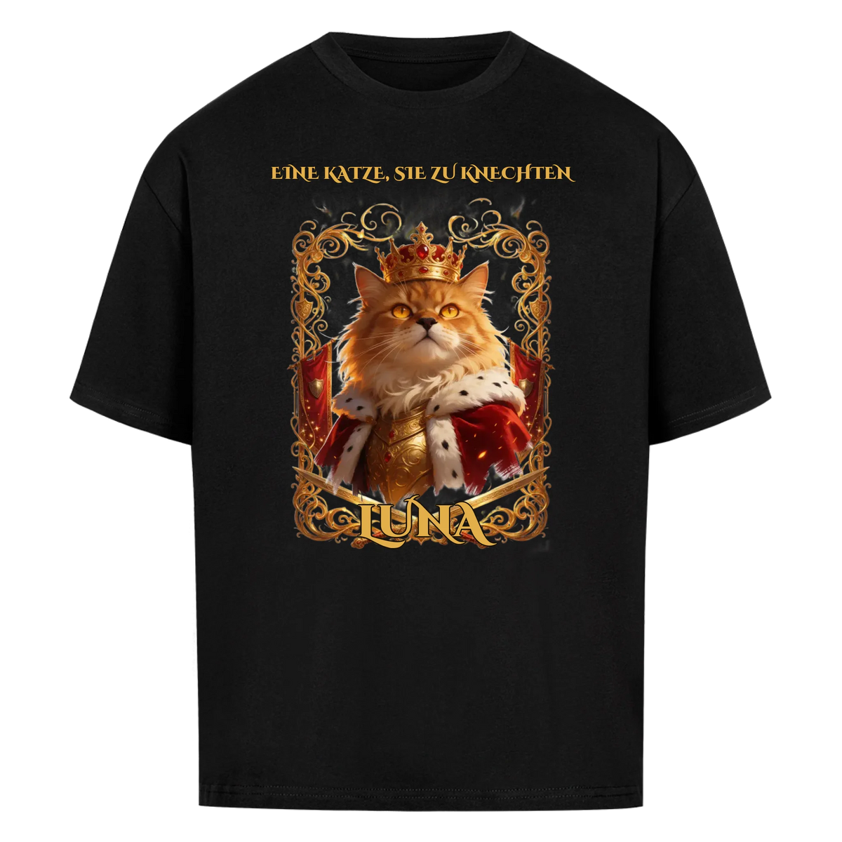 Eine Katze, sie zu knechten – Personalisiertes Oversized T-Shirt mit deiner Katze
