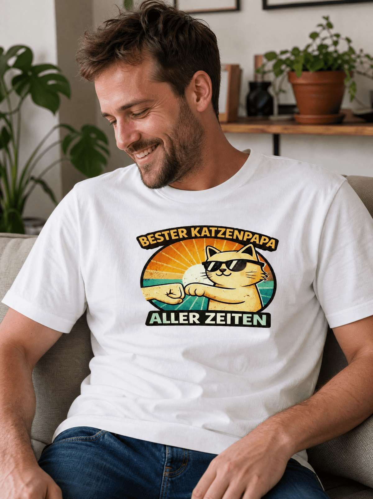 Bester Katzenpapa T-Shirt – Geschenk für stolze Katzenpapas von Mr. Fluffel