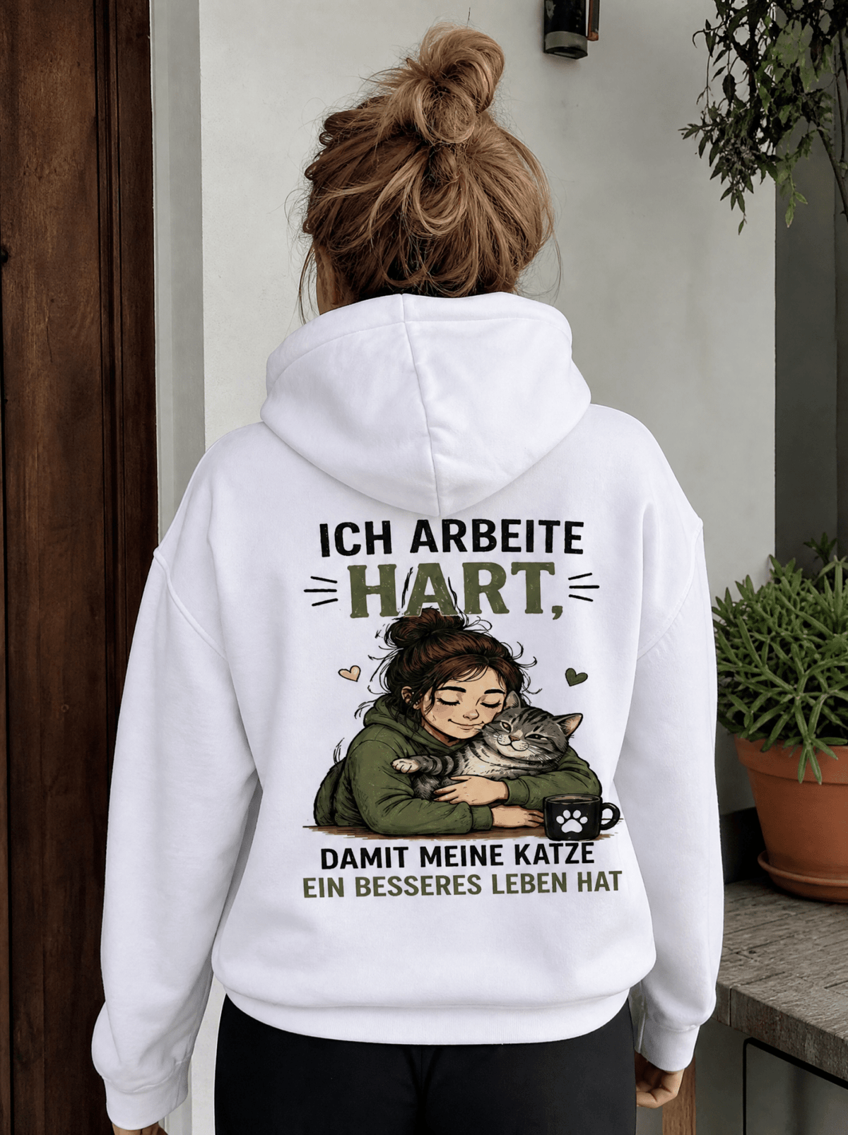 Hoodie Ich arbeite hart – Witziger Katzeneltern-Hoodie von Mr. Fluffel