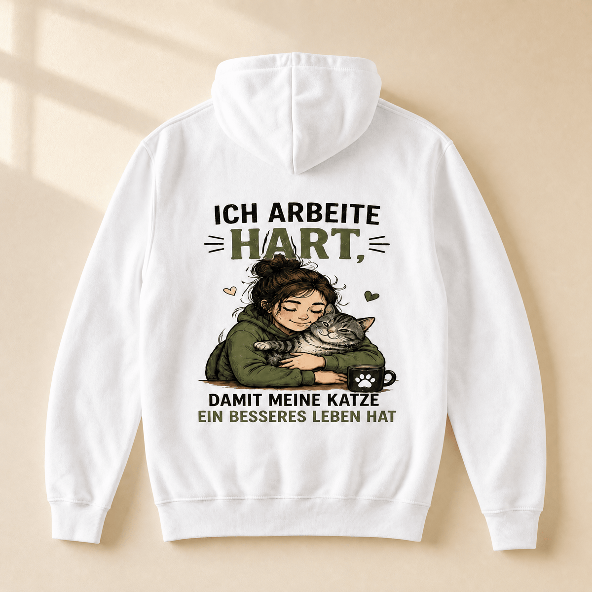 Hoodie Ich arbeite hart – Witziger Katzeneltern-Hoodie von Mr. Fluffel