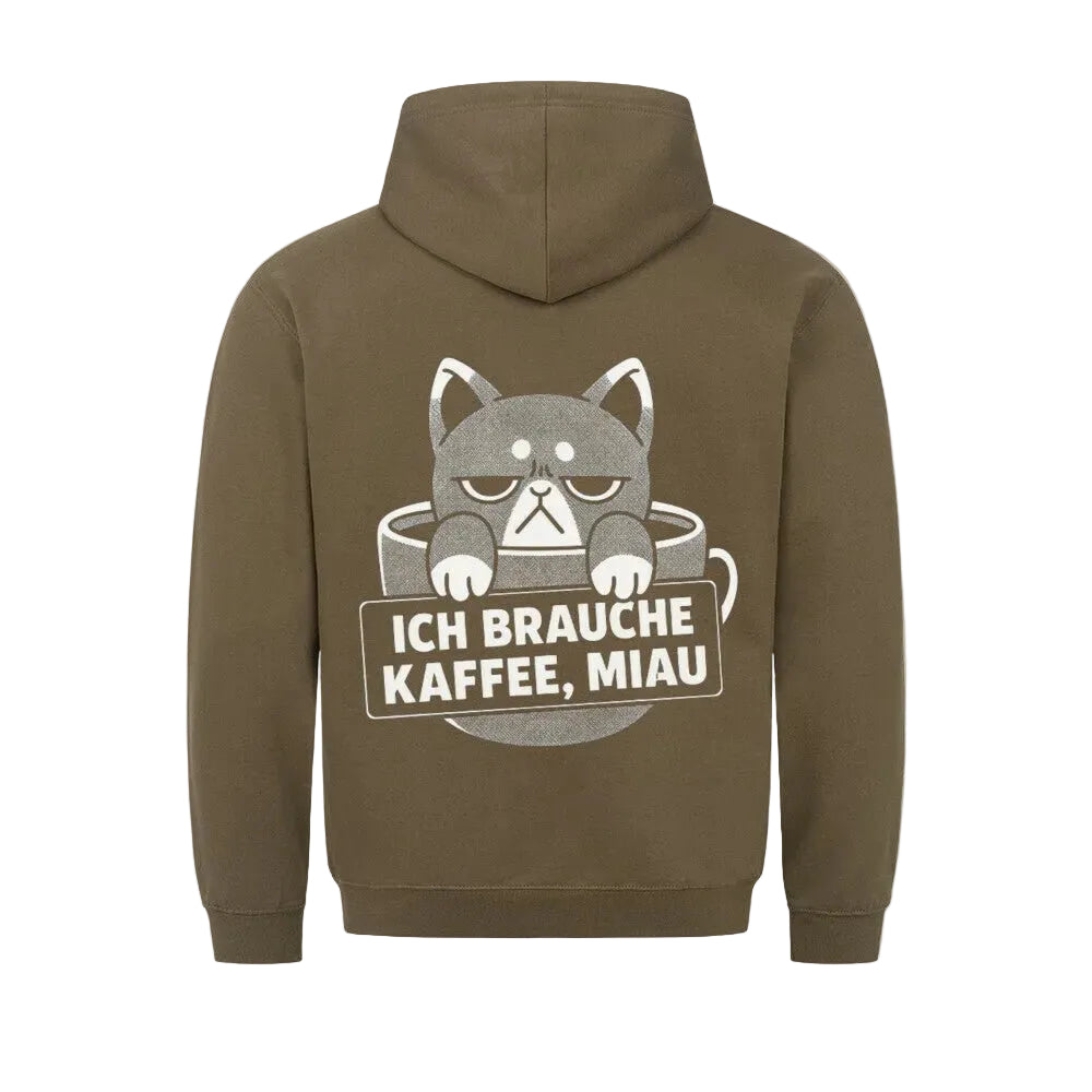 Ich brauche Kaffee, Miau Hoodie – Lustiger Hoodie für Katzen- und Kaffeeliebhaber von Mr. Fluffel