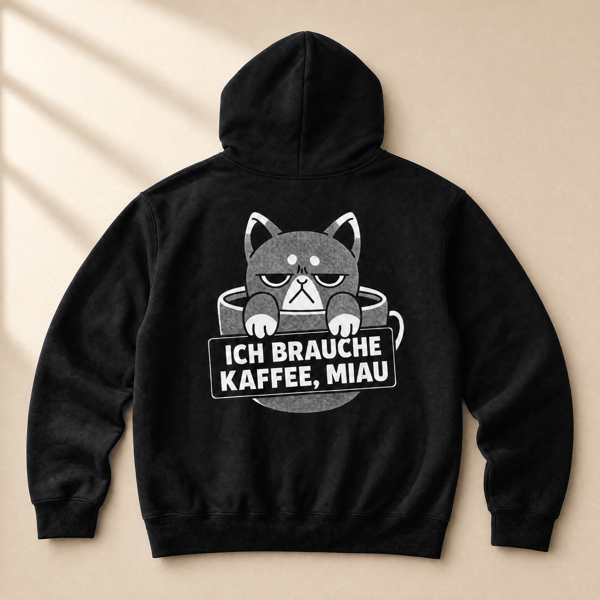 Ich brauche Kaffee, Miau Hoodie – Lustiger Hoodie für Katzen- und Kaffeeliebhaber von Mr. Fluffel