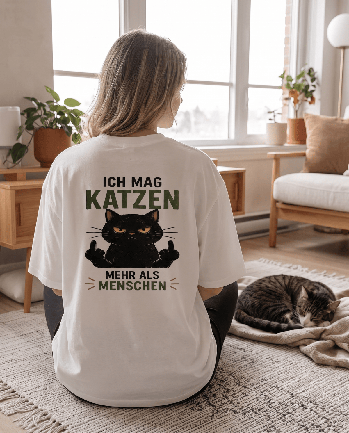 Ich mag Katzen mehr als Menschen Oversized Shirt – Statement-Shirt für Katzenliebhaber von Mr. Fluffel