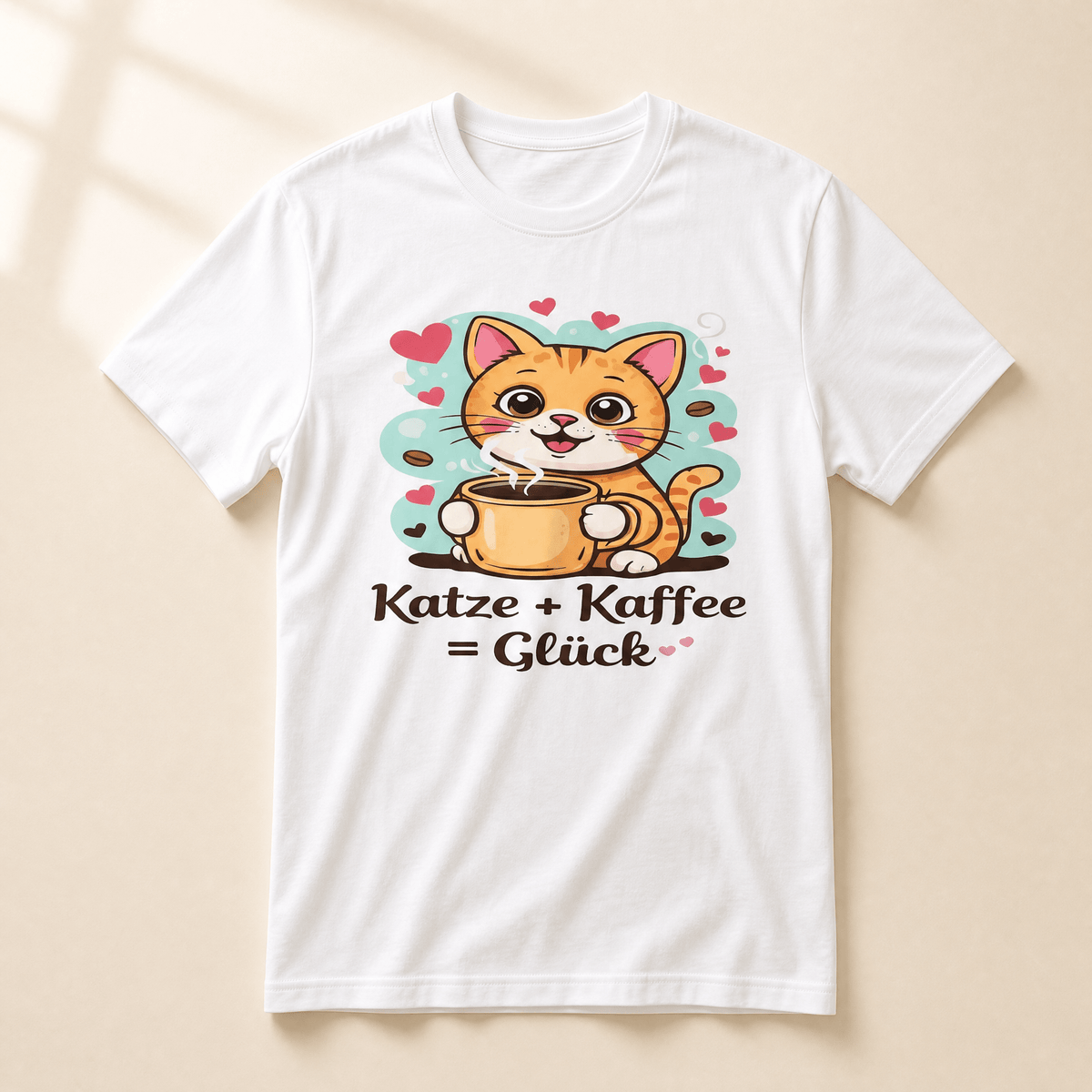 Katze + Kaffee = Glück Premium T-Shirt – T-Shirt mit Katzenmotiv von Mr. Fluffel