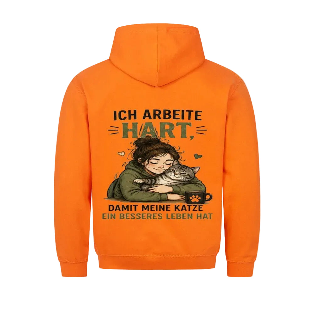 Hoodie Ich arbeite hart – Witziger Katzeneltern-Hoodie von Mr. Fluffel