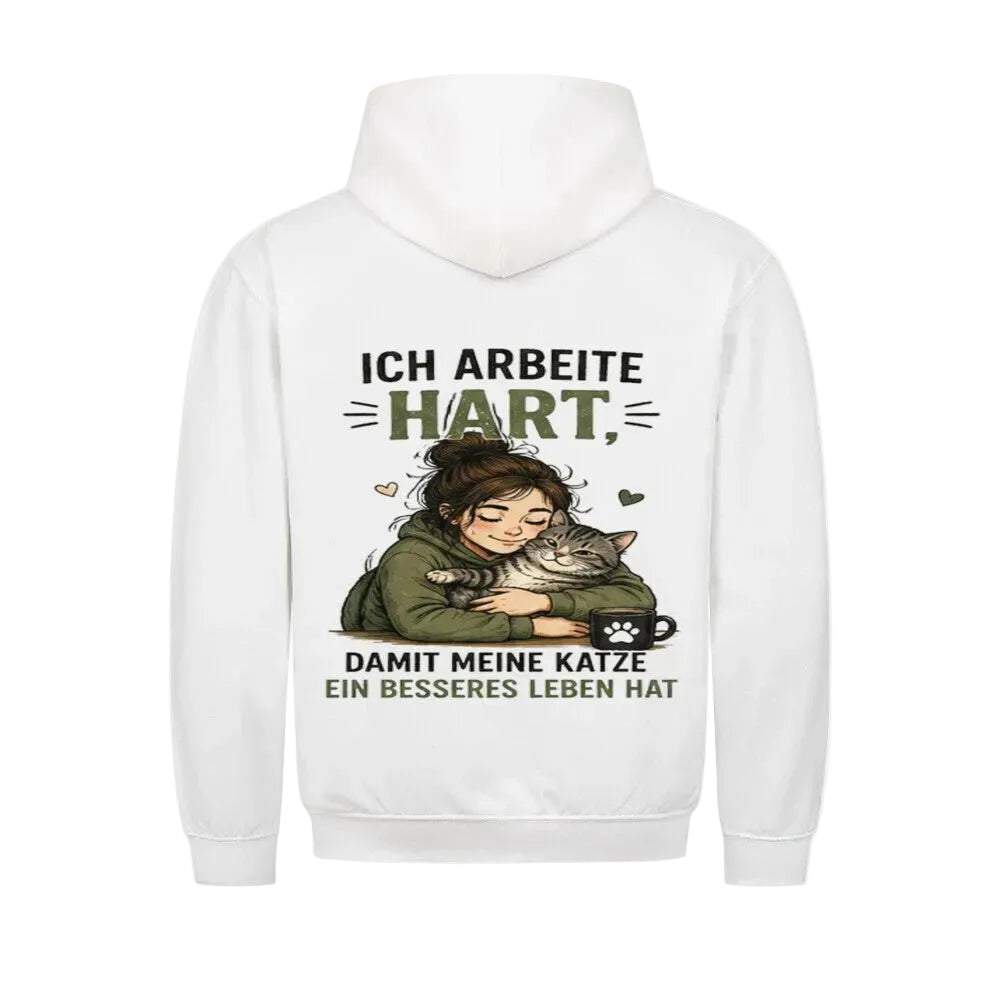 Hoodie Ich arbeite hart – Witziger Katzeneltern-Hoodie von Mr. Fluffel