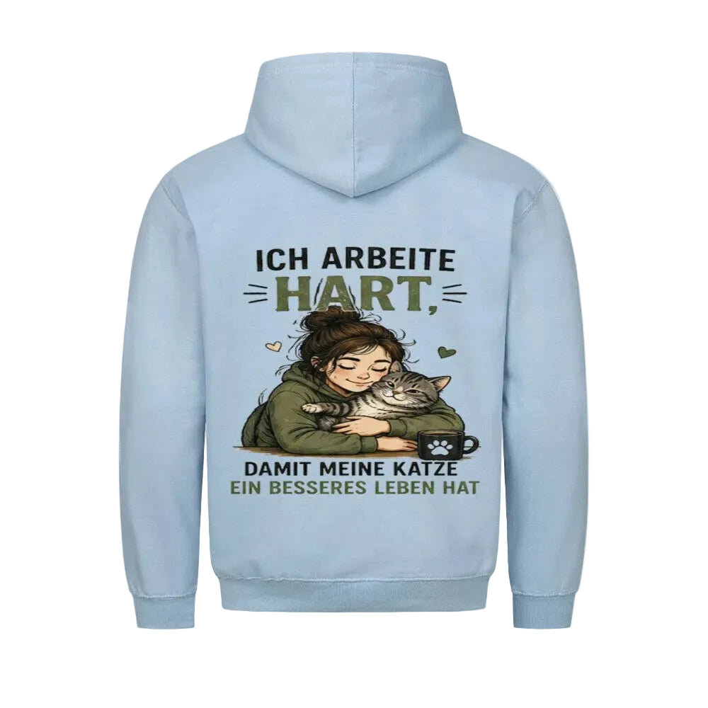 Hoodie Ich arbeite hart – Witziger Katzeneltern-Hoodie von Mr. Fluffel
