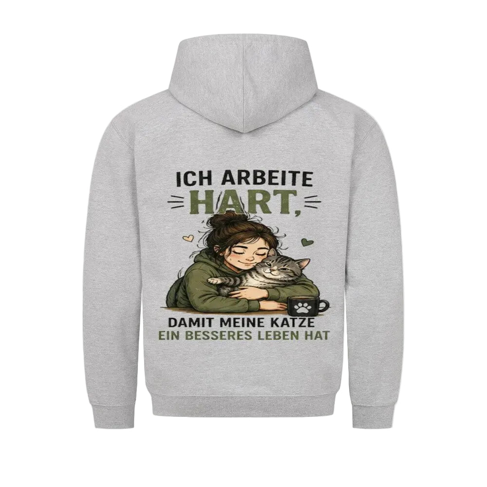 Hoodie Ich arbeite hart – Witziger Katzeneltern-Hoodie von Mr. Fluffel