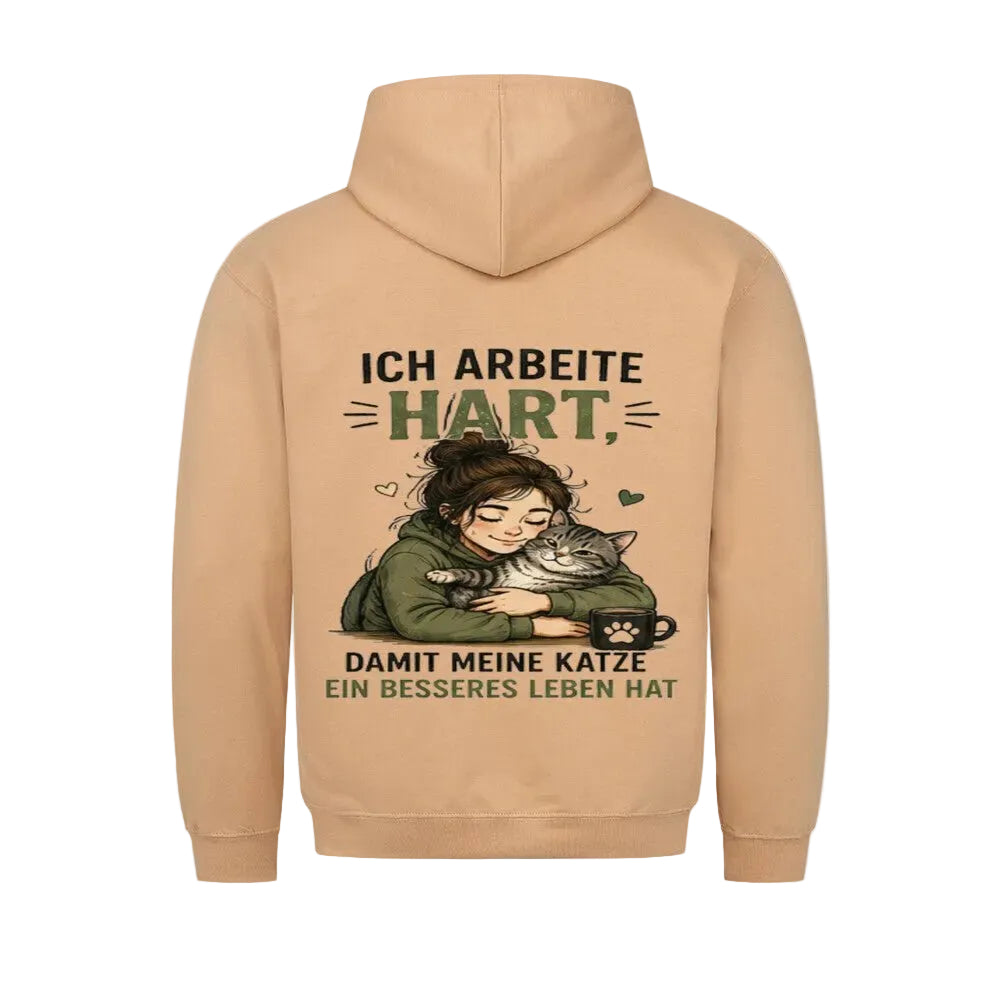 Hoodie Ich arbeite hart – Witziger Katzeneltern-Hoodie von Mr. Fluffel