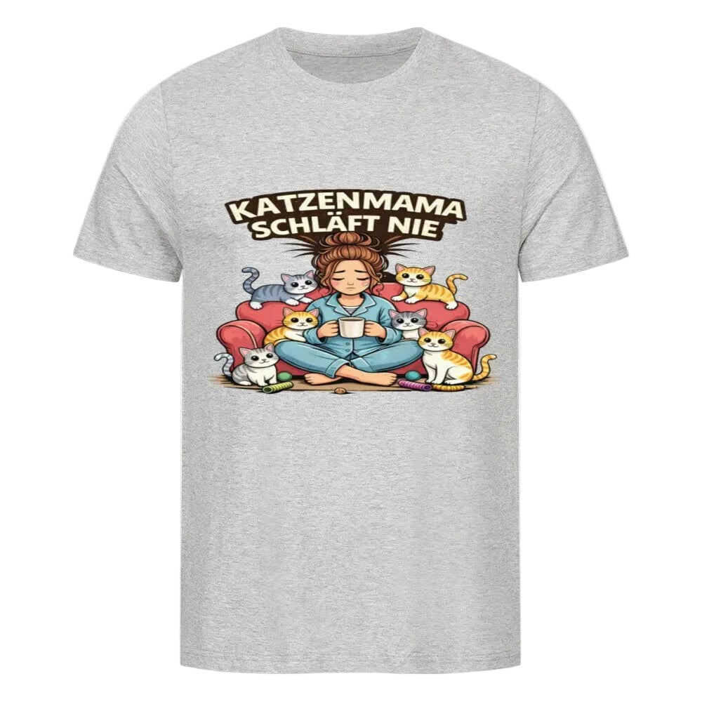 Katzenmama schläft nie Bio-Shirt – Nachhaltiges Bio-T-Shirt für Katzenmamas von Mr. Fluffel