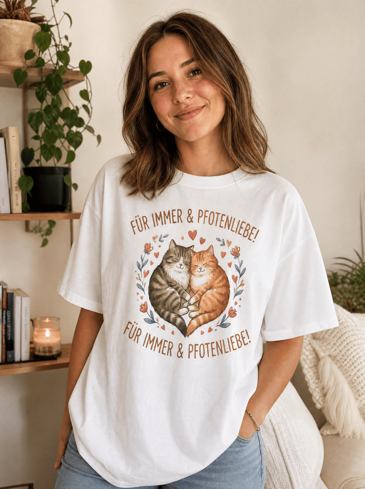 Für immer & Pfotenliebe Oversized Shirt – Statement-Shirt für Katzenliebhaber von Mr. Fluffel