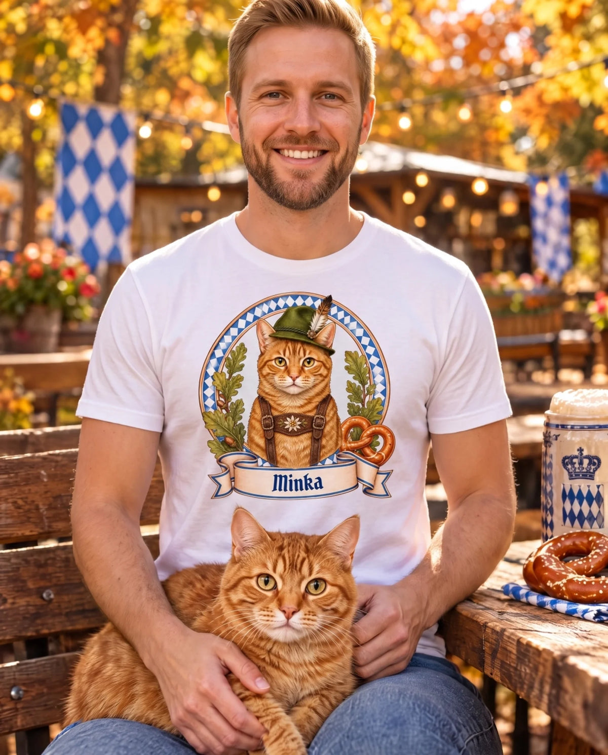 Wiesn Katze – personalisiertes Oktoberfest-Shirt mit Foto deiner Katze von Mr. Fluffel, Ansicht 8