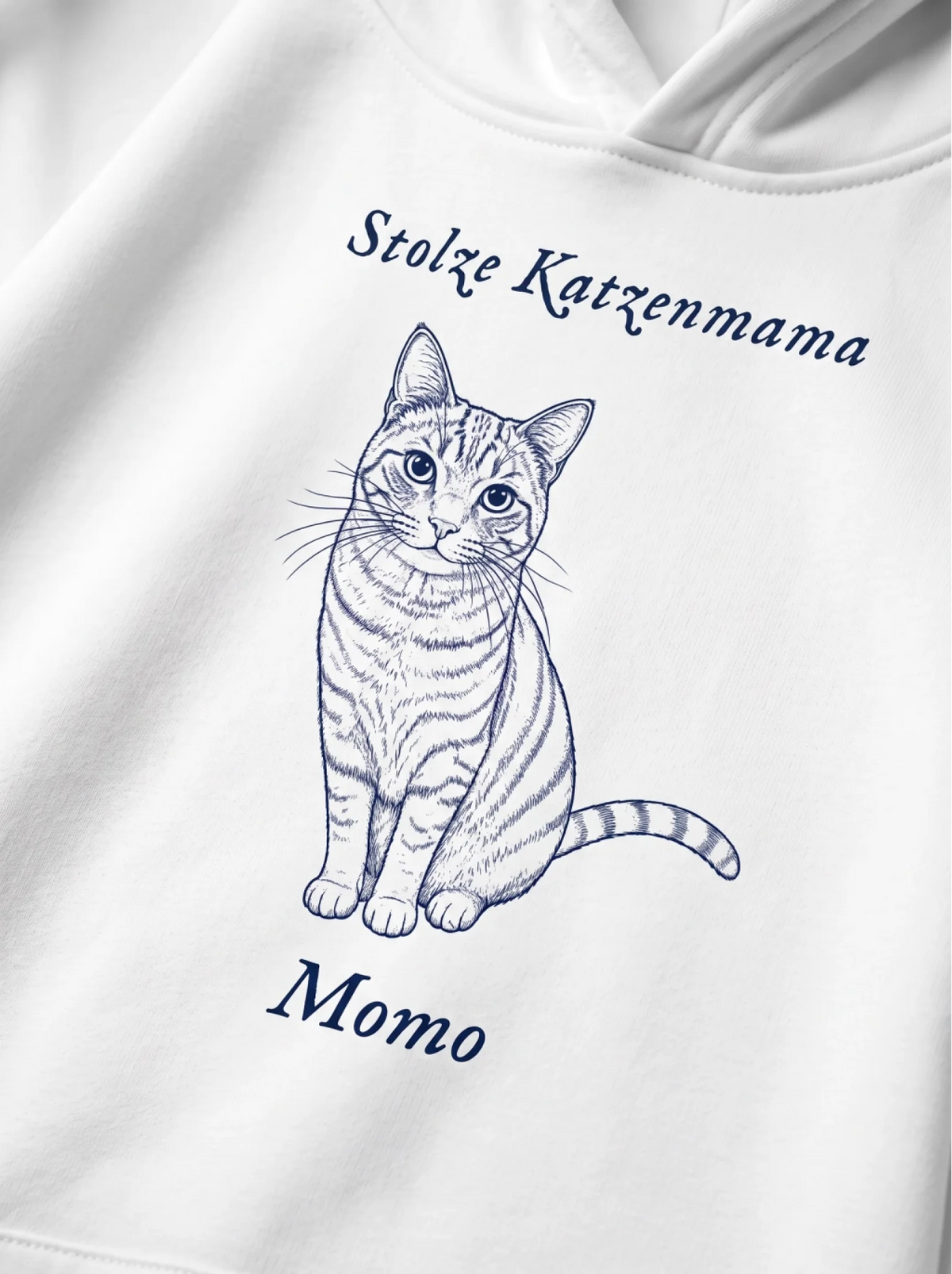 Katzen Mama Hoodie – Nahaufnahme Druckdetail
