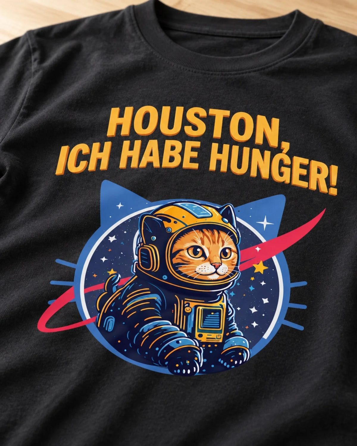 Houston, ich habe Hunger! – Katzen-T-Shirt mit eigenem Foto von Mr. Fluffel, Ansicht 7