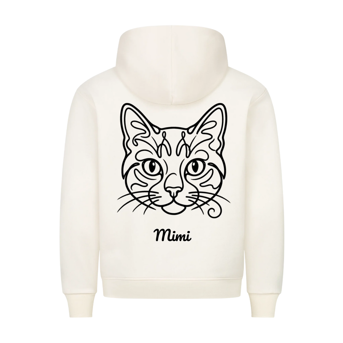 Linienkatze Hoodie – Personalisierter Kapuzenpullover mit Katzenname