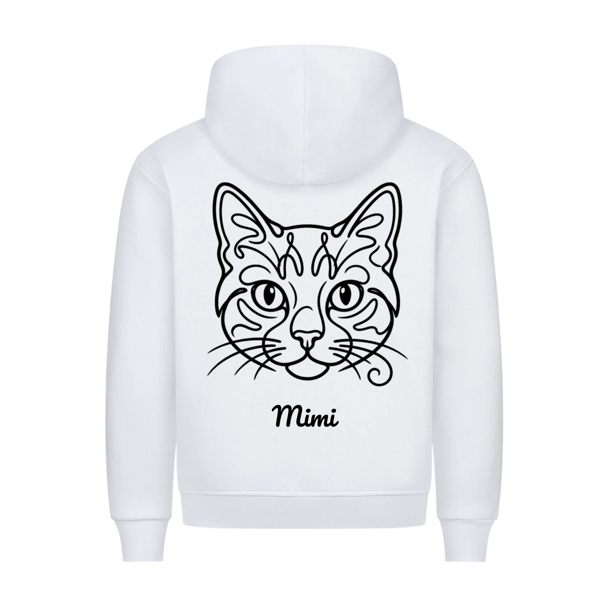 Linienkatze Hoodie – Personalisierter Kapuzenpullover mit Katzenname