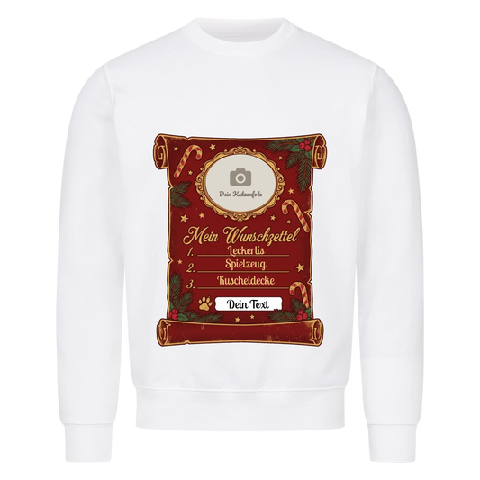 Wunschzettel Sweatshirt mit Haustierfoto – personalisierter Weihnachtspullover von Mr. Fluffel