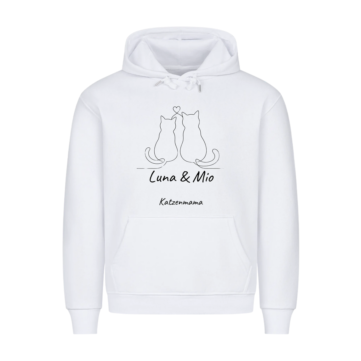 Personalisierter Katzenmama Lineart-Hoodie mit Katzennamen, Ansicht 2