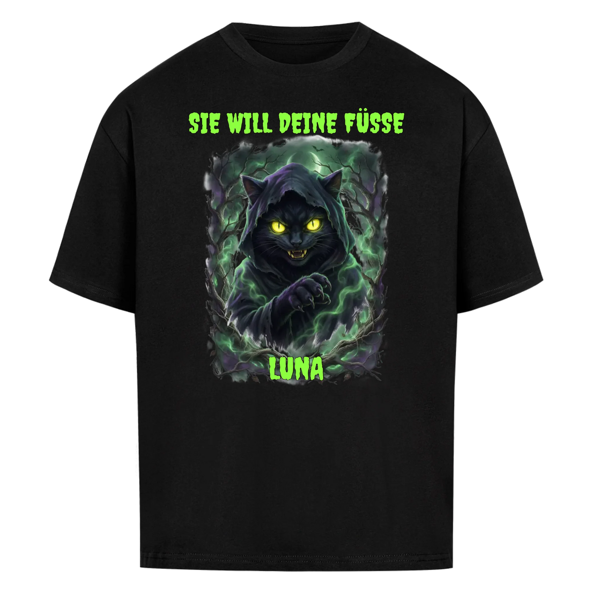 Sie will deine Füße – Personalisiertes Oversized T-Shirt mit deiner Katze