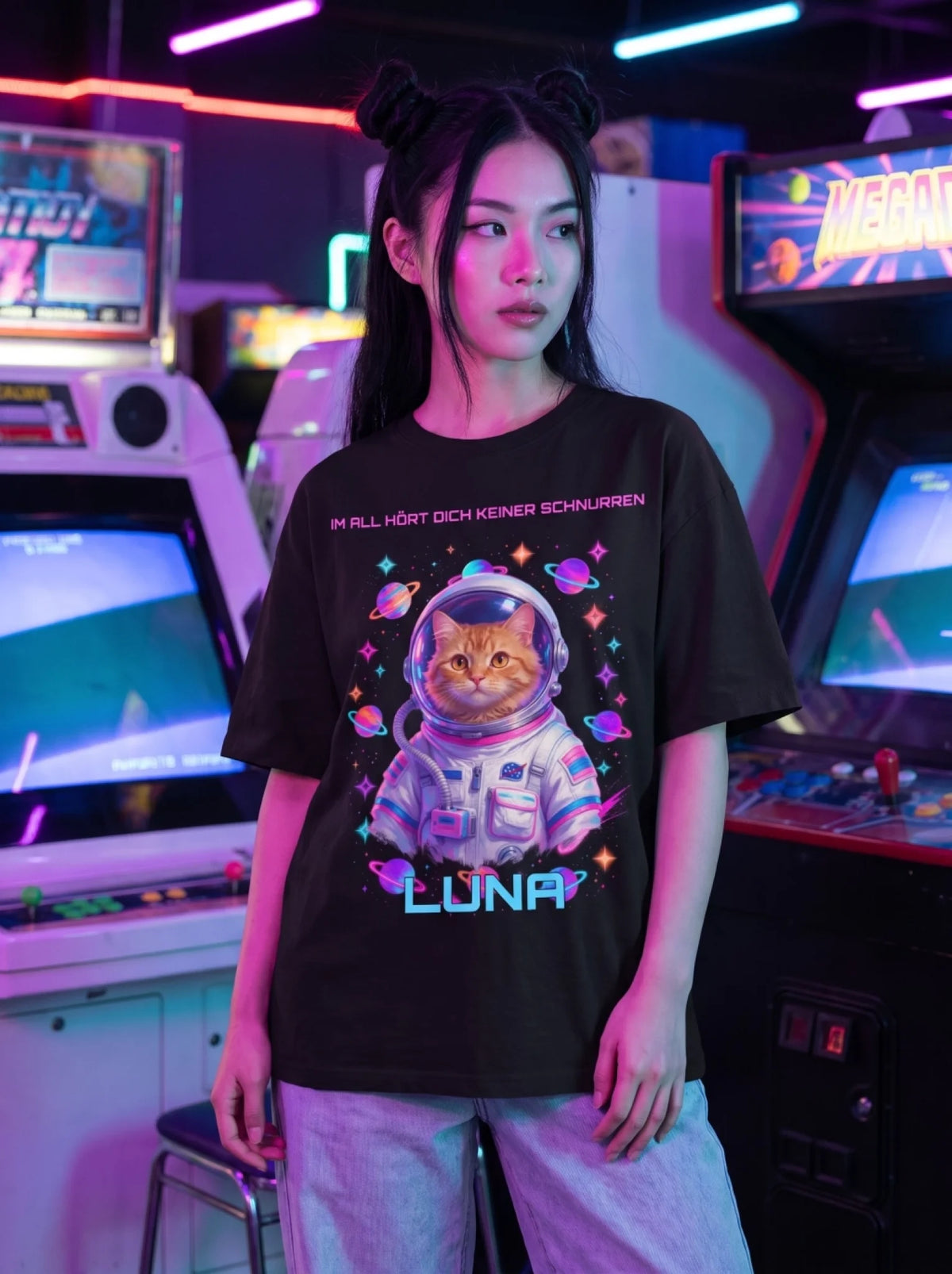 im-all-hoert-dich-keiner-schnurren-katzen-shirt-model