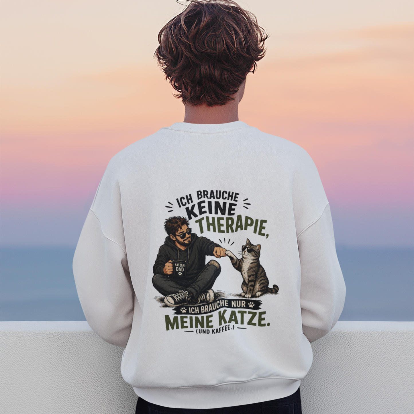 Sweatshirt „Keine Therapie, ich brauche nur meine Katze“ – Dein Wohlfühl-Statement 🐱☕