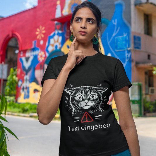 Personalisiertes Katzen-T-Shirt - Vorsicht bissig