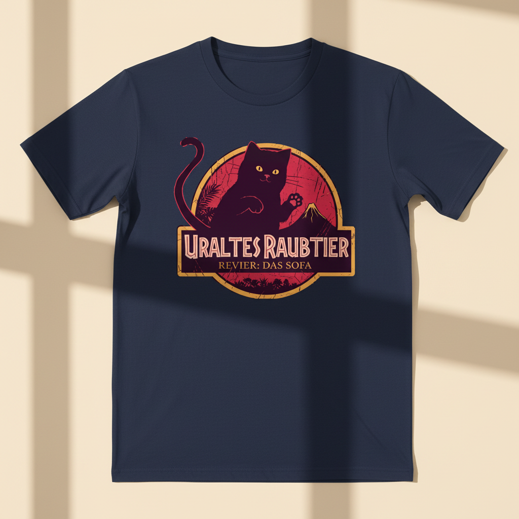 Uraltes Raubtier Katzen T-Shirt - Flatlay