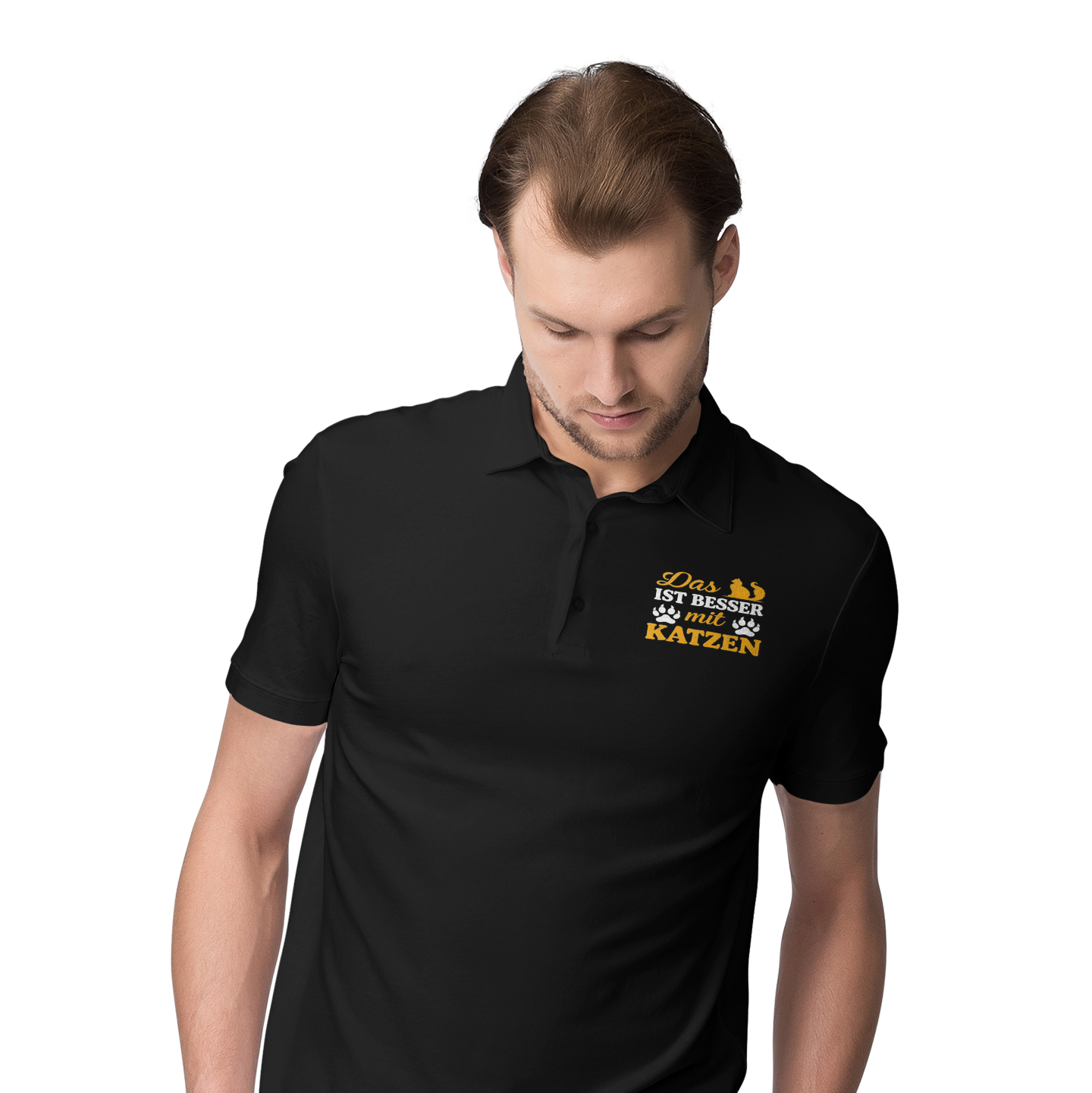 Polo-Shirt „Das ist besser mit Katzen“ – Stilvoll & Katzenverliebt 🐱👔